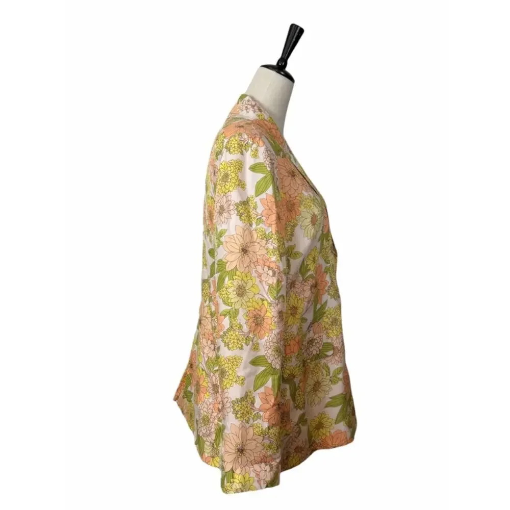 J.Crew Parke Blazer Cupro Blend Retro Zinnia Floral Women’s 10 Orange Green